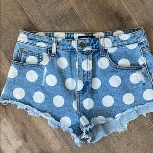 Cheeky Jean Shorts - Polka Dot frayed size 28